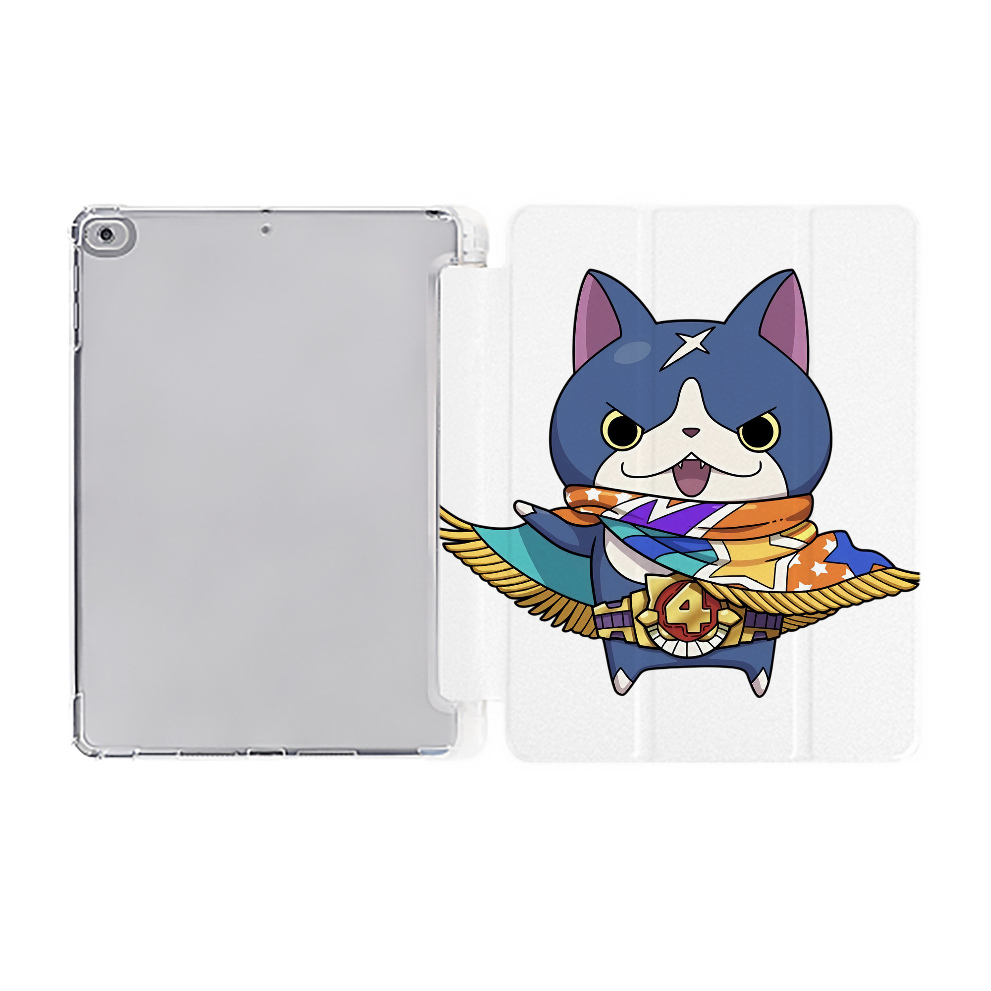 （画像用） 妖怪ウォッチ Yo-kai Watch IPad ケース ペン収納付き 三つ折りスタンド PUレザー×シリコン 対応機種9.5/10.5/10.9インチ